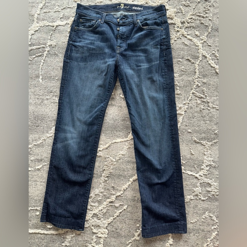 7 For All Mankind Dark Blue Straight Jeans